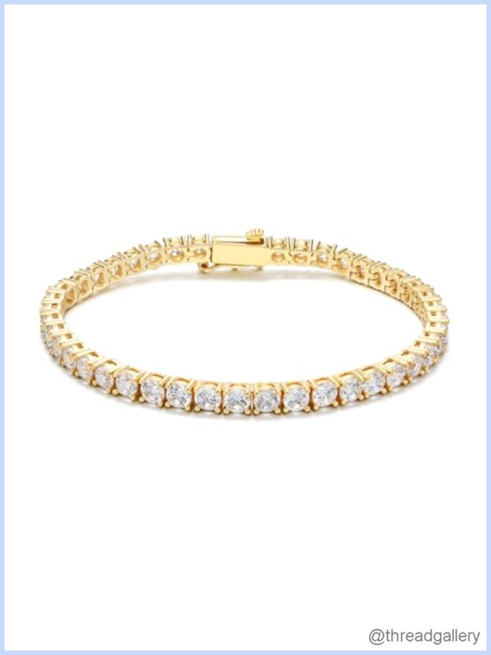 14K Gold Plated CZ Tennis Bracelet 7.5 Inch Spring Clasp